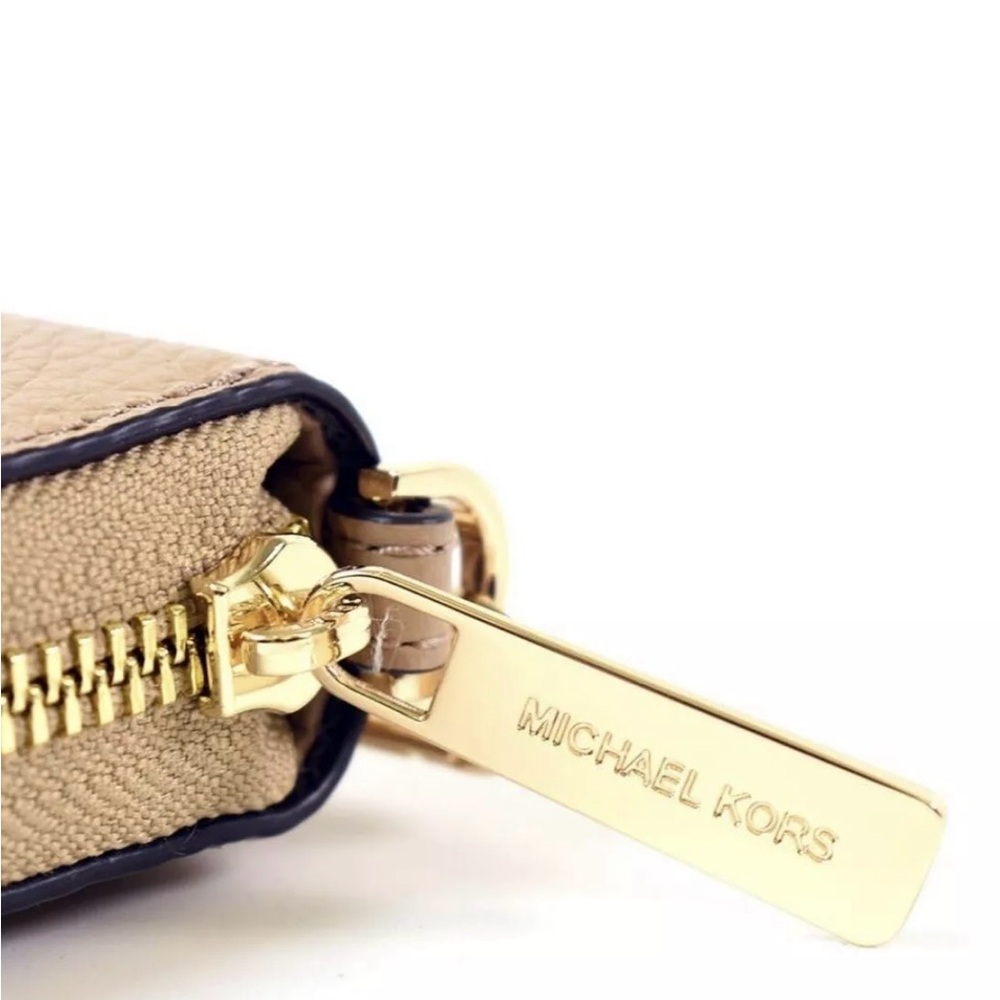 Michael Kors Jet Set Continental Large Wristlet Pebbled Leather Camel - Picture 6 of 8